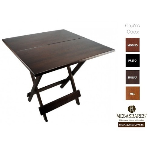 Mesa Dobrável 60X60 de Madeira Para Bar Preto - Cod: 996